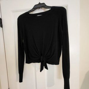 Olivaceous Black Tie Front Long Sleeve Sweater size Small